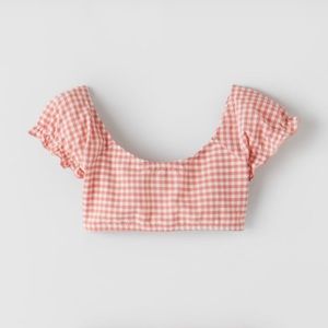 Zara girls GINGHAM TEXTURED BIKINI top Sz 11-12 yrs